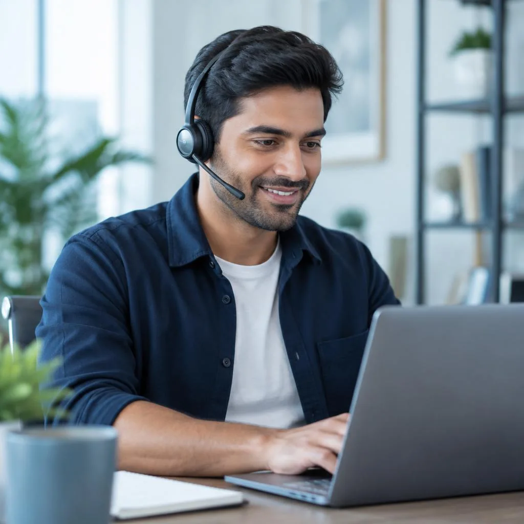 Illustrative remote customer support professional